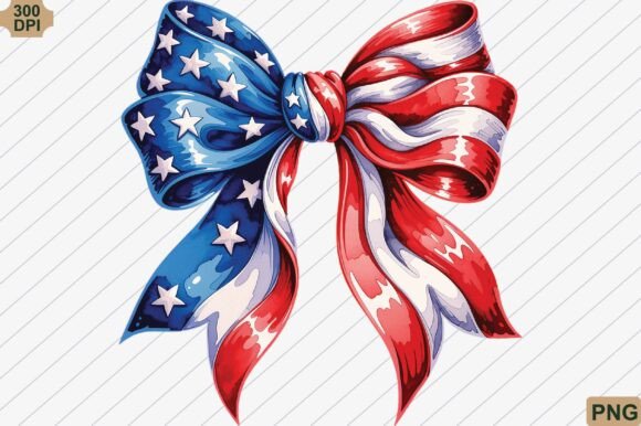 Download Hand Painted Patriotic Coquette Bow PNG - Paint Collection