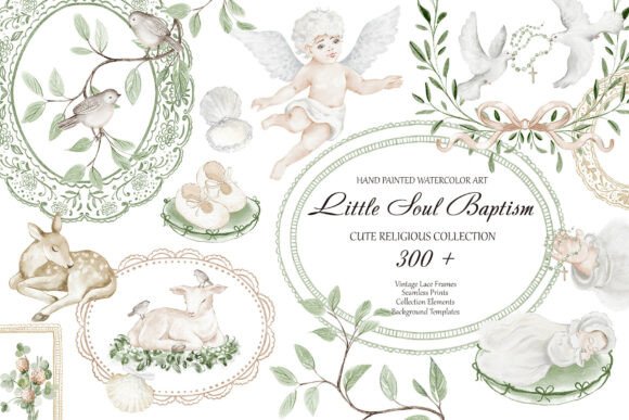Download Hand Painted Baptism Watercolor Set - Paint Collection