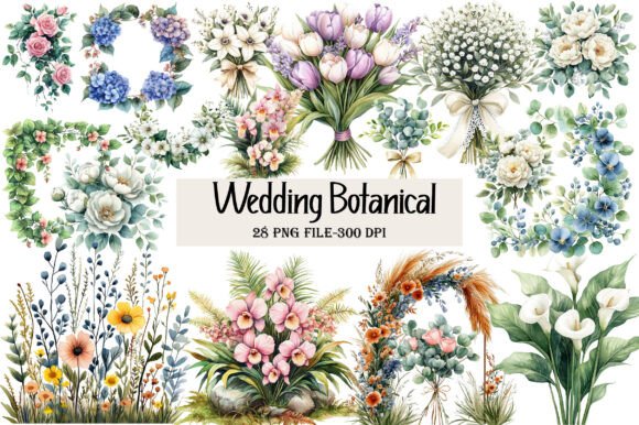 Download Wedding Botanical Clipart Bundle - Wedding Collection