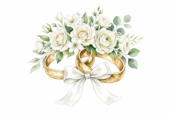 Download Gold Wedding Rings White Flowers - White Collection