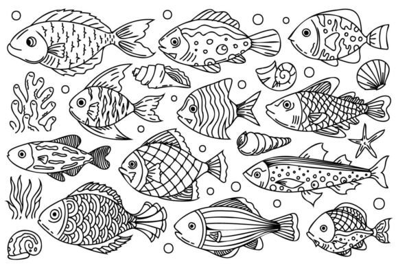 Download Fish Line Art Illustrations - Premium Resources