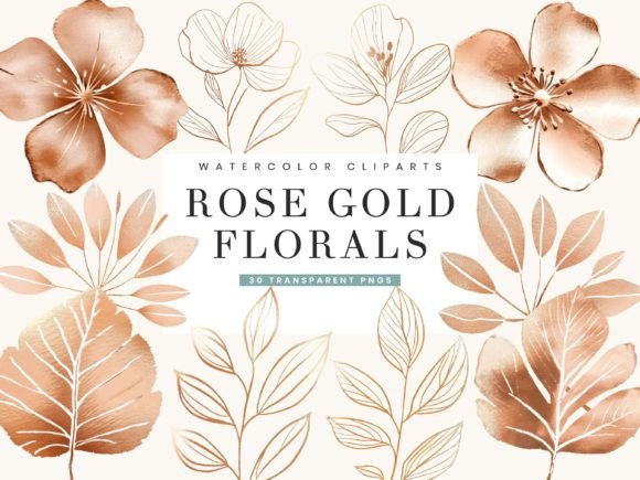 Download Rose Gold Foil Textured Flower Leaves - Rose gold foil Collection