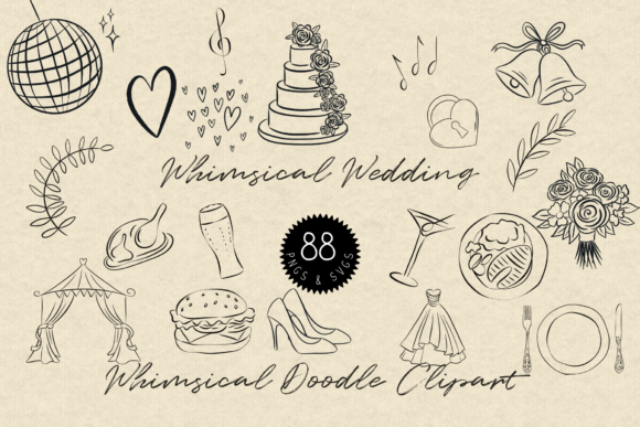 Download Whimsical Wedding Doodle Clipart - Wedding Collection