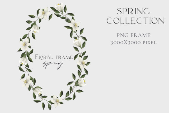 Download Watercolor Oval Wreath of White Flowers - White Collection